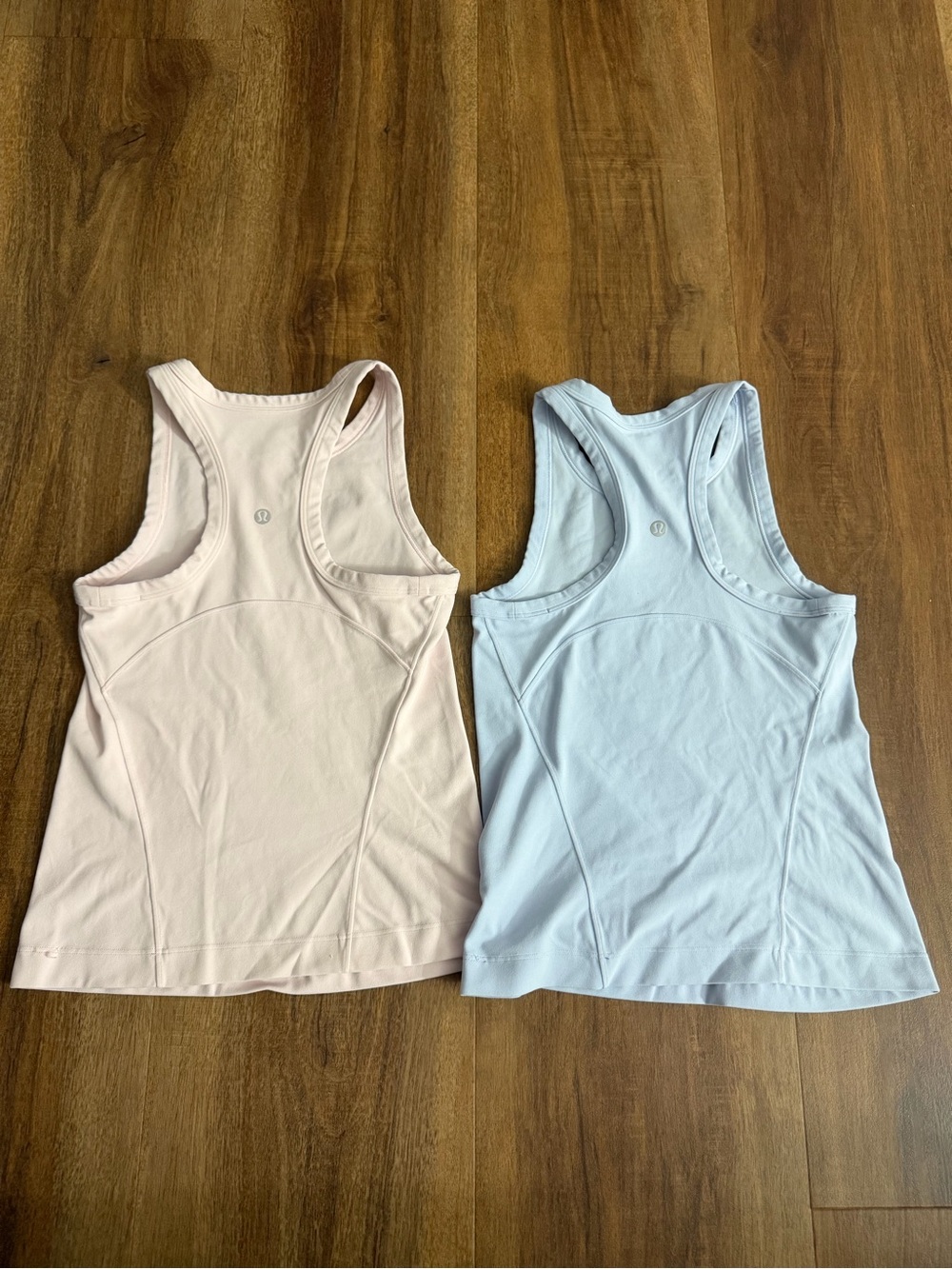 lululemon 2 Racerback Tank Tops in blush and Light Blue